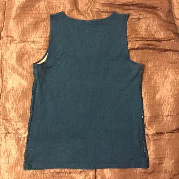 Ann Taylor Blue Lace Lined Tank, Small - Picture 3 of 5